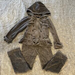 Calvin Klein Jeans Girls Gray Velour track suit 4T